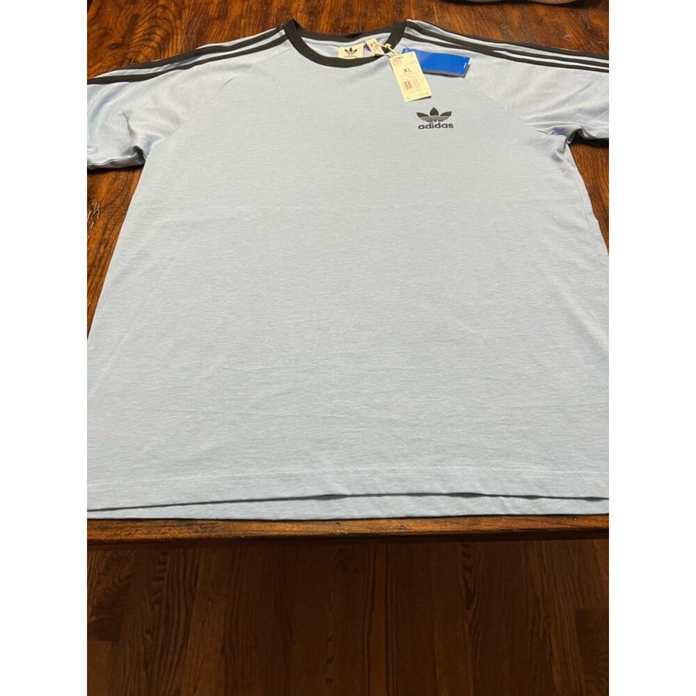 NEW Adidas Light Blue Short Sleeve Tee with Black Trim XL NWT